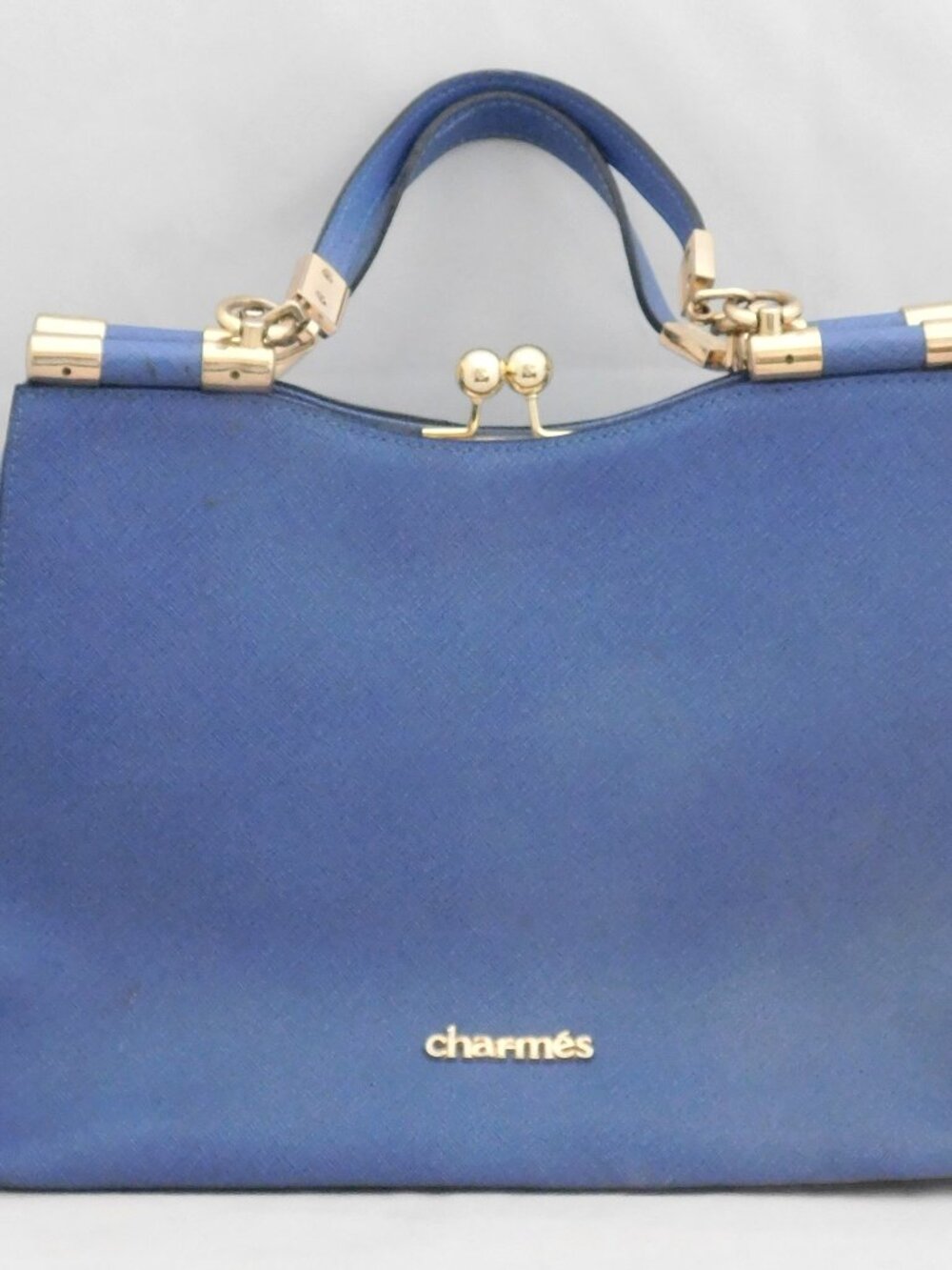 Blue Charmes Satchel With Kisslock Opening